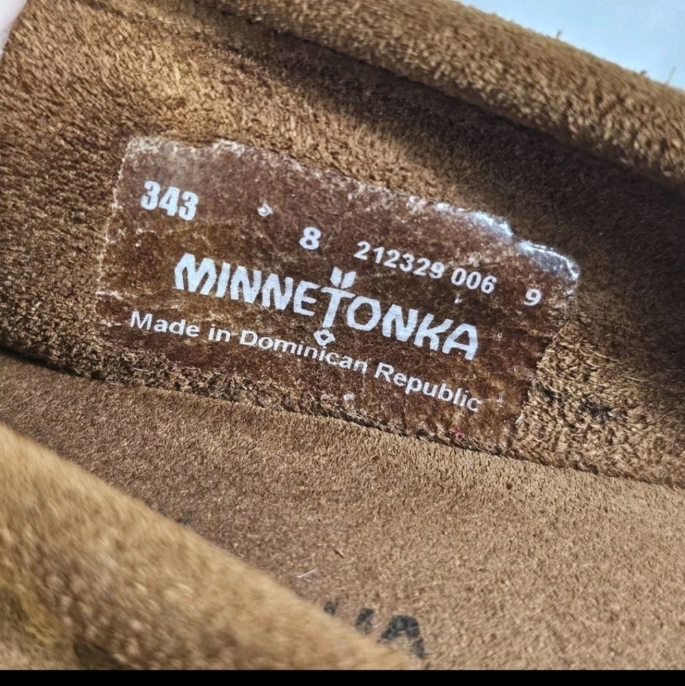 Minnetonka Womens Brown Suede Fringe Moccasins Flat Comfort Slippers Shoes, Sz 8 - Picture 9 of 9